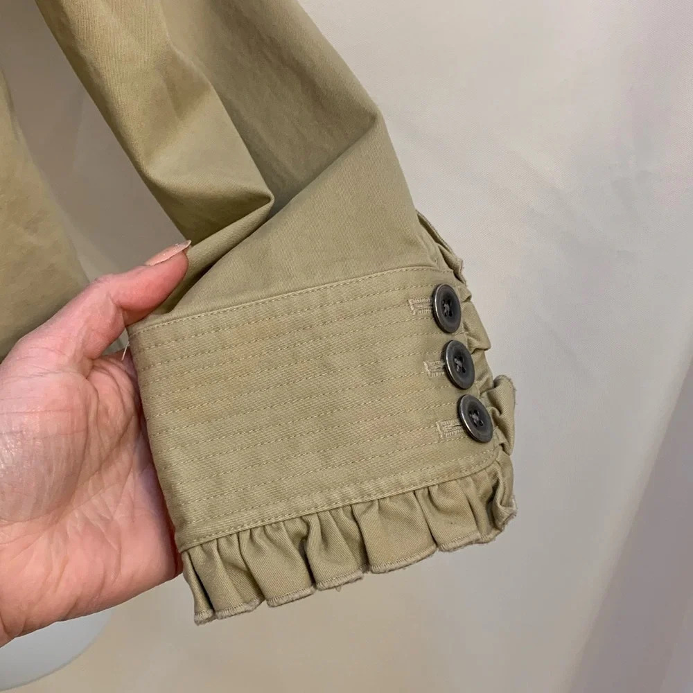 Eddie Bauer Khaki Ruffle Collar Safari Jacket with Ruffle Cuffs - MP - Picture 16 of 16